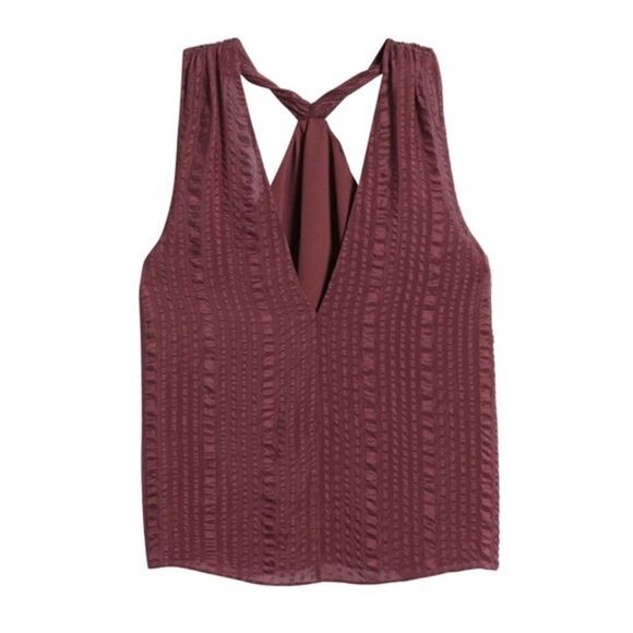 Frame Draped Textured Silk Halter Top in Cabernet Size Medium New $378 M - Picture 4 of 4